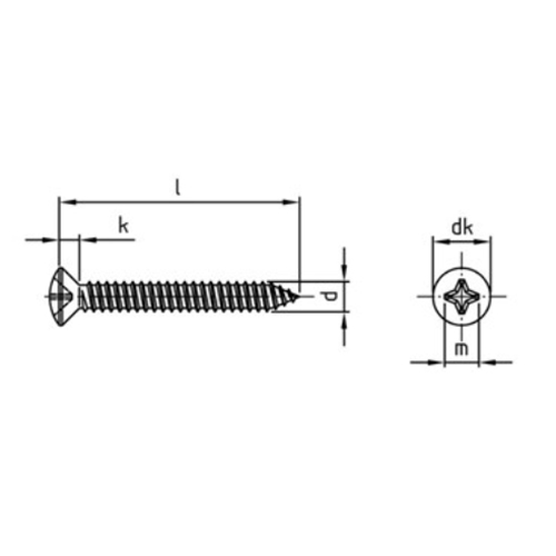 Blechschrauben DIN 7983 A2 3,9 x 50 MIT SPITZE ROSTBESTÄNDIG PHILLIPS VP=500