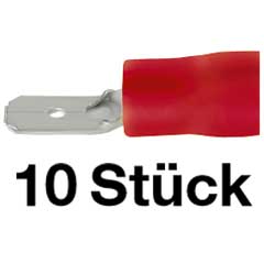 10 Stk.Flachstecker 2,8 rot für Kabel 0,5-1,0mm²