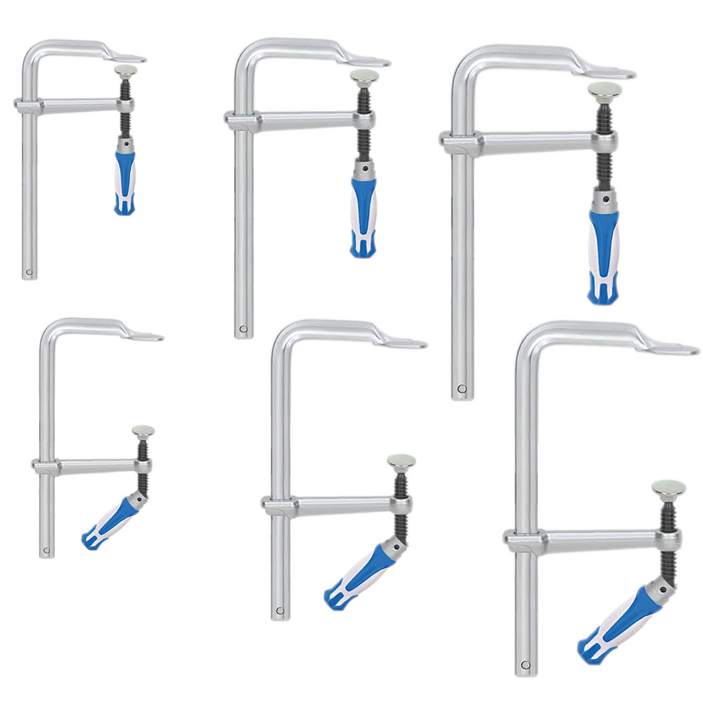 Ganzstahl-Zwingen-Set"Vario-Griff"6-tlg. je 2x 160x80mm / 200x100mm / 300x140mm