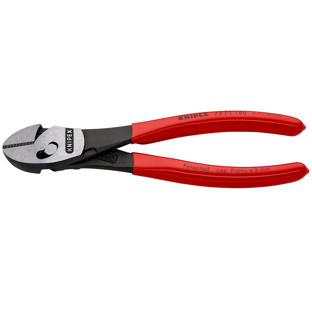 KNIPEX TwinForce® 180 mm, PVC Griff, Hochleistungs-Seitenschneider, poliert