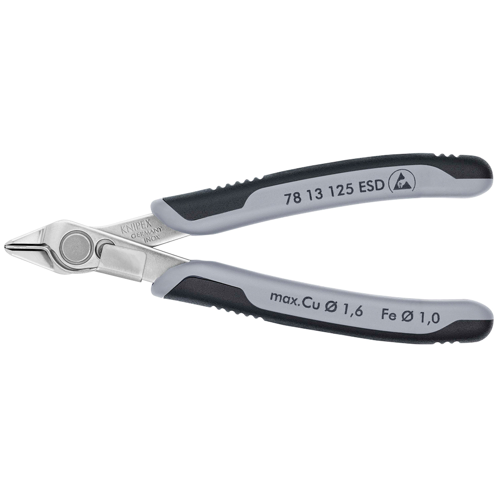 Electronic Super Knips® 125mm, ESD,INOX poliert, mit Mehrkomponenten-Hüllen