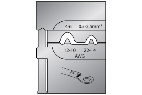 Modul-Einsatz für unisolierte Kabelschuhe 0,5-2,5/4-6, 8140-05