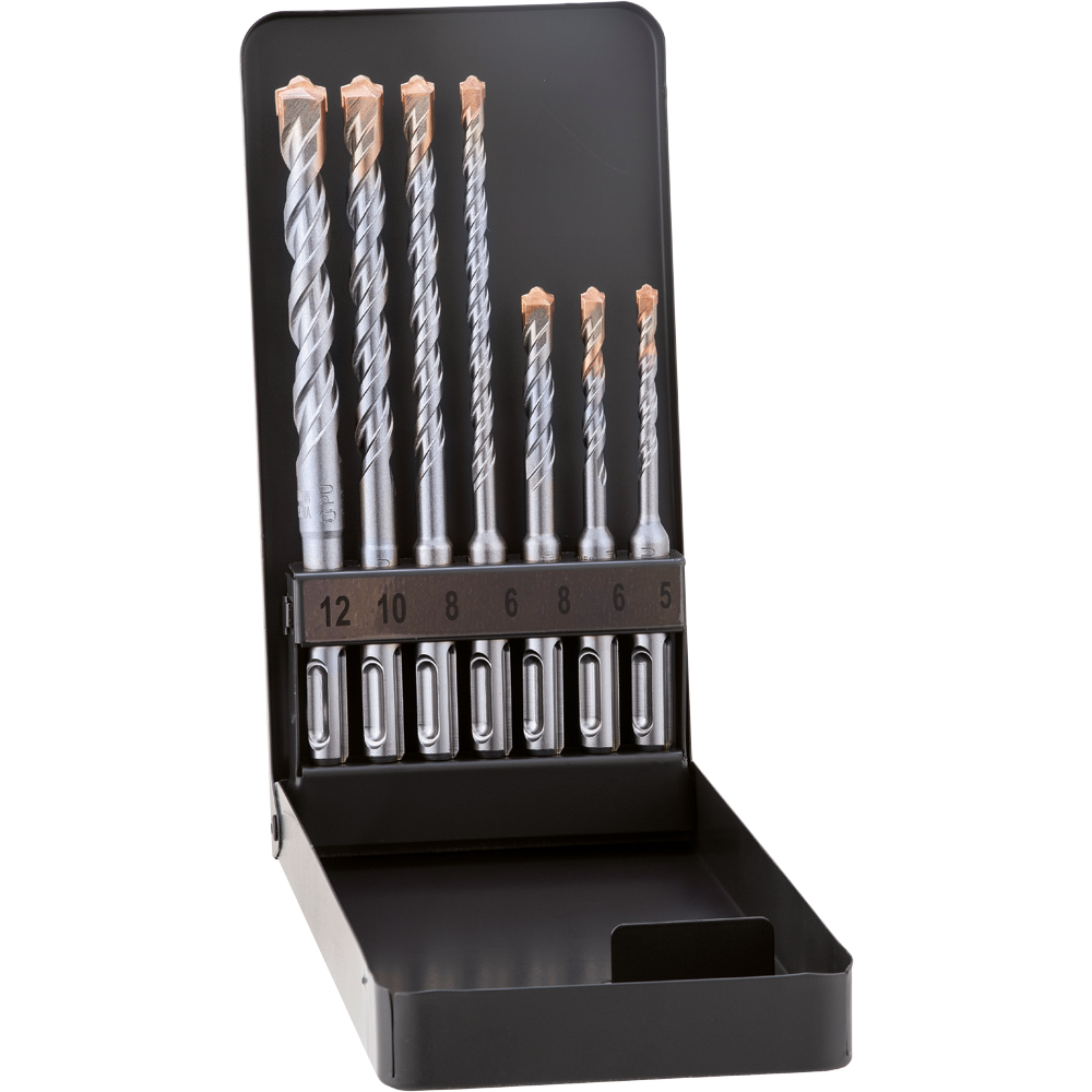 SDS-PLUS S2 Hammerbohrerset 7-tlg./ 5-12 Länge 110-160mm in Metallbox