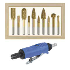 TIN-ROTORCUT-Fräs-Satz 11tlg, Premium 10 Titan-Cut Rotorfräser + Schleifhexe