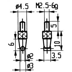 Messeinsatz Modell 15 für alle Messuhren mit Innengewinde M2,5