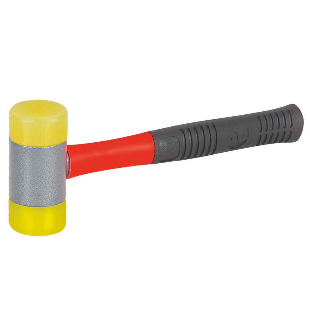AntiPrell Hammer 50mm gelb+gelb rückprallfrei,mit Stiel und Einsätzen