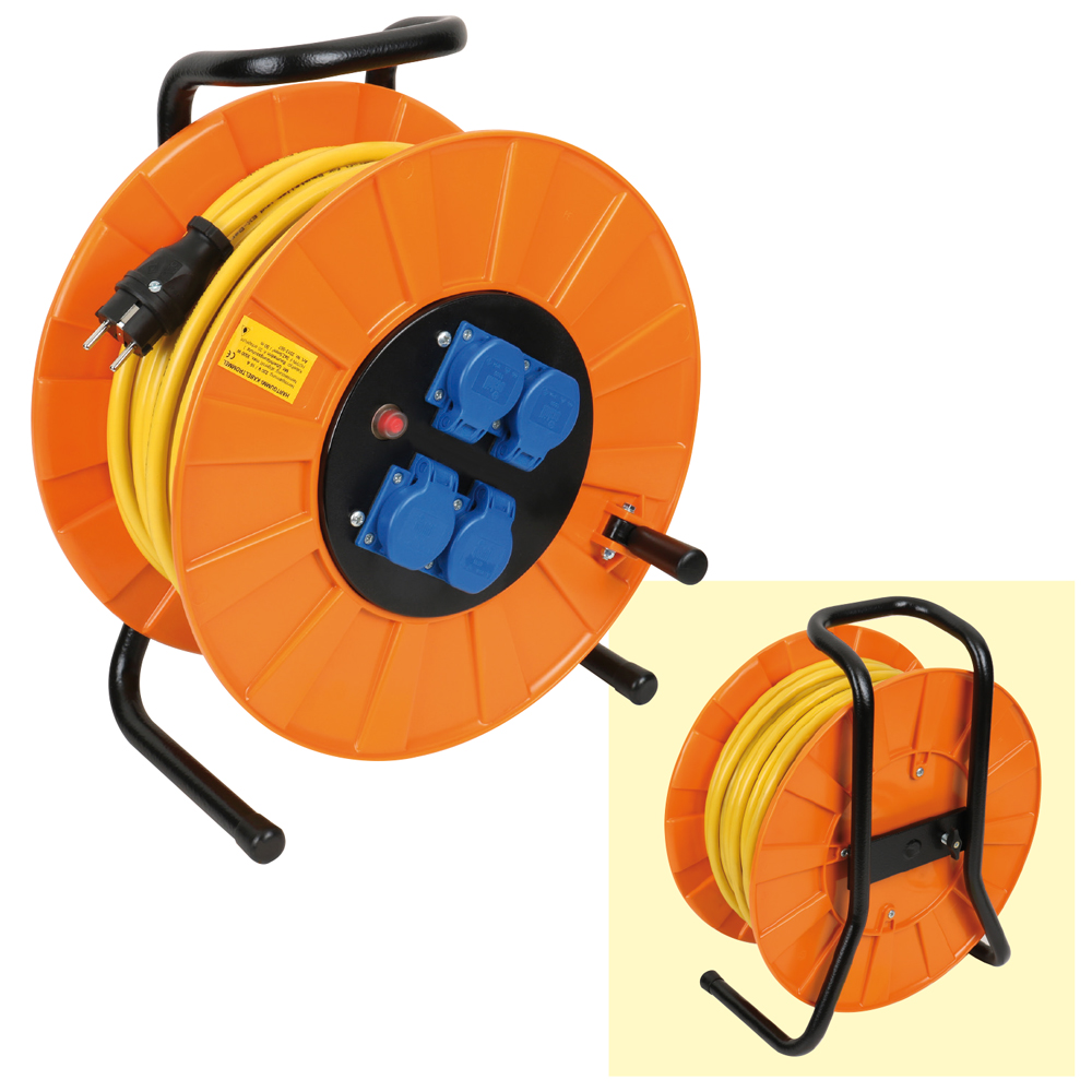 Kabeltrommel 230V/16A,50m 3x2,5mm² Baurobust K35,4x230V,IP44,Thermoschalter