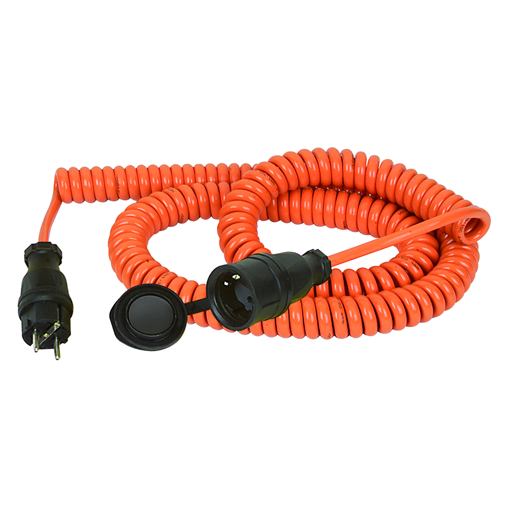 Wendelleitung 230V/16A,3x1,5mm², Bauflex K35,mit Stecker und Kupplung, Länge: 2,5m