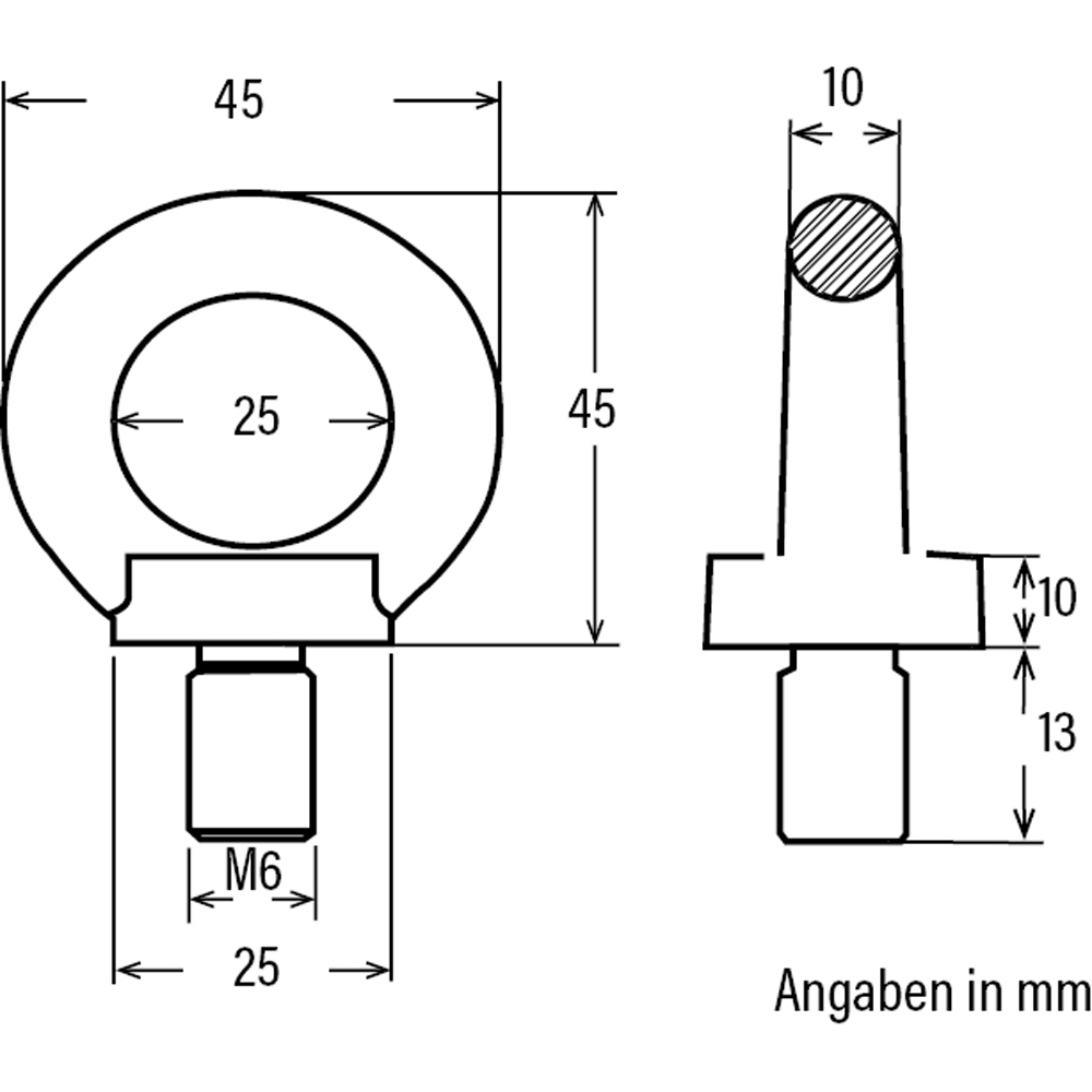 Ringschraube BASIC , Gewinde : M6x13mm, Tragfähigkeit: 400kg