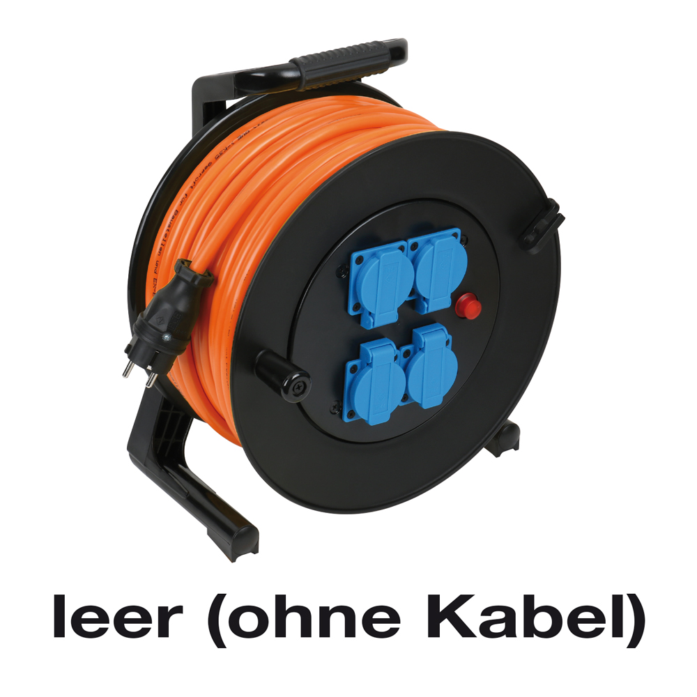 Kabeltrommel,leer,Gummi,Strapaz 4x230V/16A,IP44,bis 50m,Thermoschutz