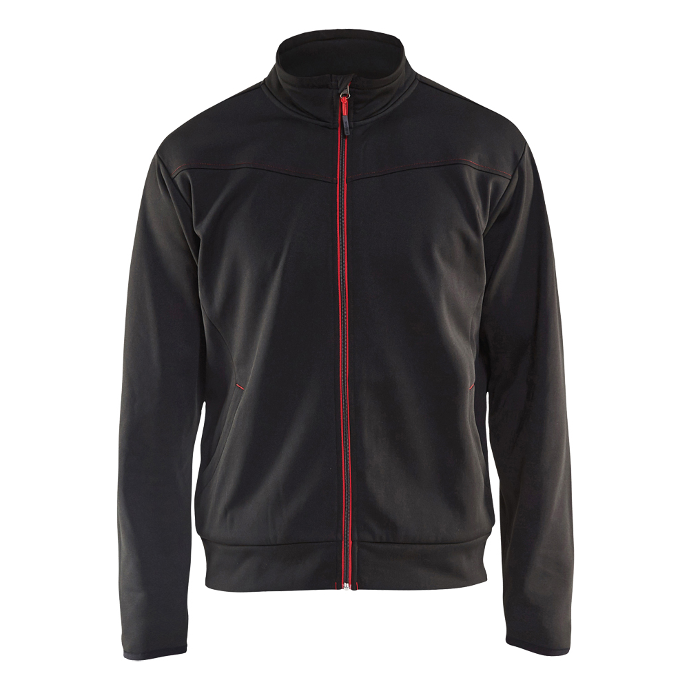 Sweatjacke Reißverschl.,, UNITE 3362,100% PE,aufgerauht,260 g/m², Farbe: schwarz/rot, Größe: 2XL