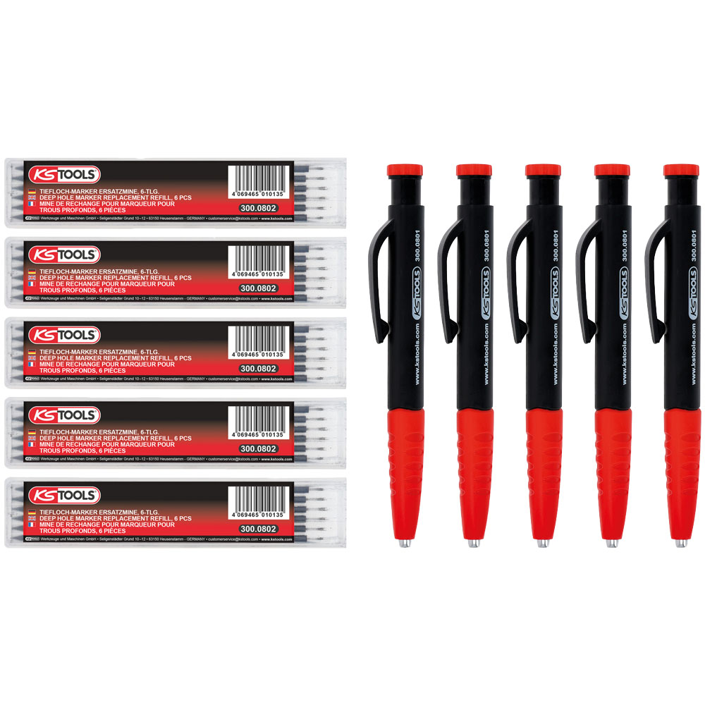 Druckbleistift-Tieflochmarker 2in1 Satz 8-tlg, 5er Pack