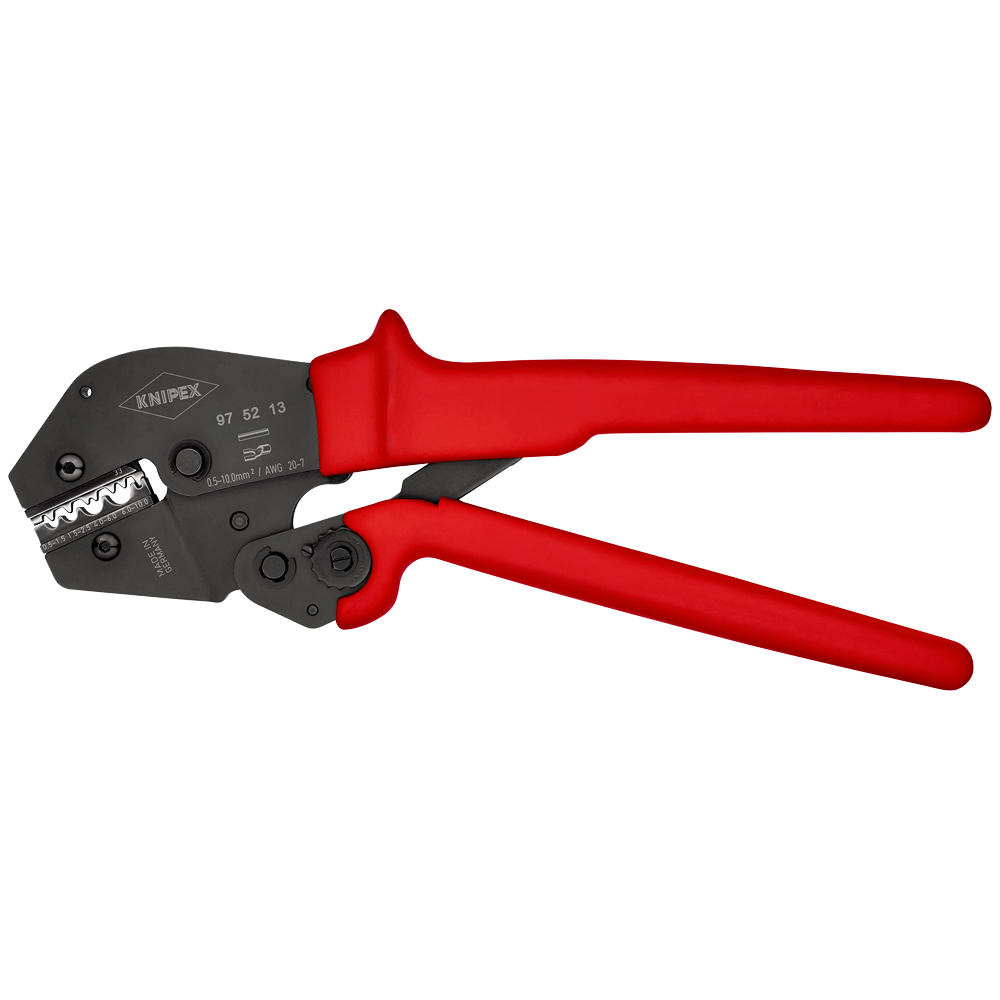 Crimpzange 250 mm, 0.5-10mm², unisoliert Kabelschuhe, Zweihandbedienung, brüniert