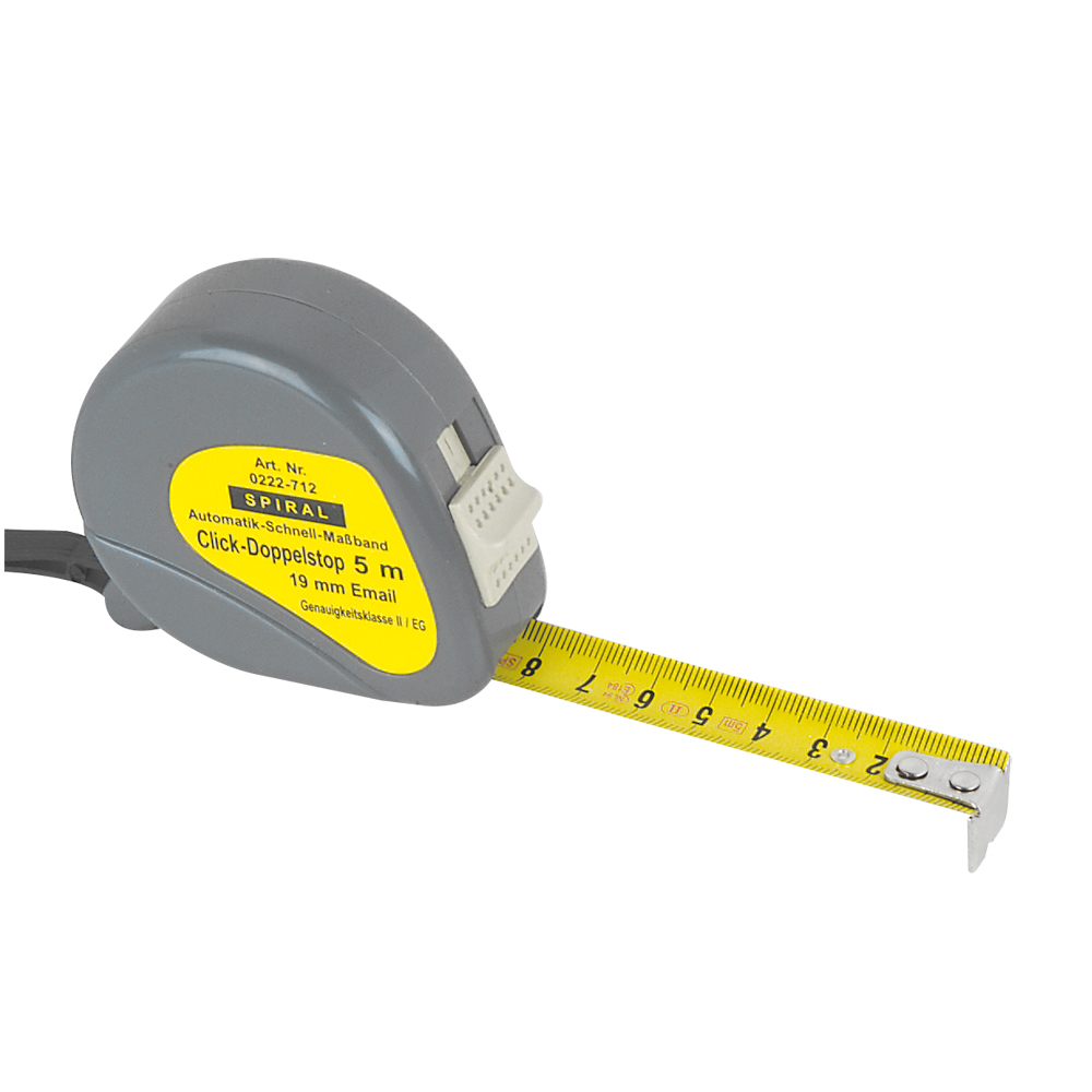 Rollbandmaß 19mm,DOPPELSTOPP BREIT, Stopptaste,Schnelltaster,Rücklauf,ABS