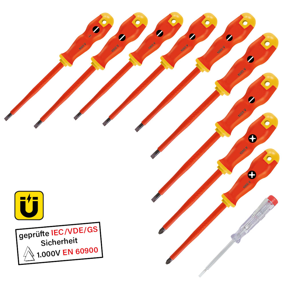 IE-SI GRIP Schraubenziehersatz 10-teilig Antirutsch-Heft,nach EN60900/1000 Volt