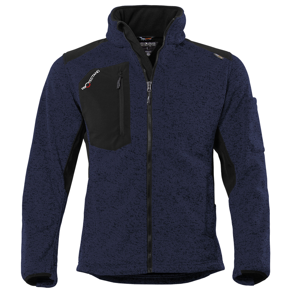 PROTECTANO Strick-Fleecejacke, Farbe: navy/meliert, Größe: XL