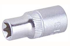 Außentorx-Nuss CV-Stahl, verchromt,für M8 Schrauben, Antrieb: 1/4" Vierkant, Schlüsselweite: E7mm