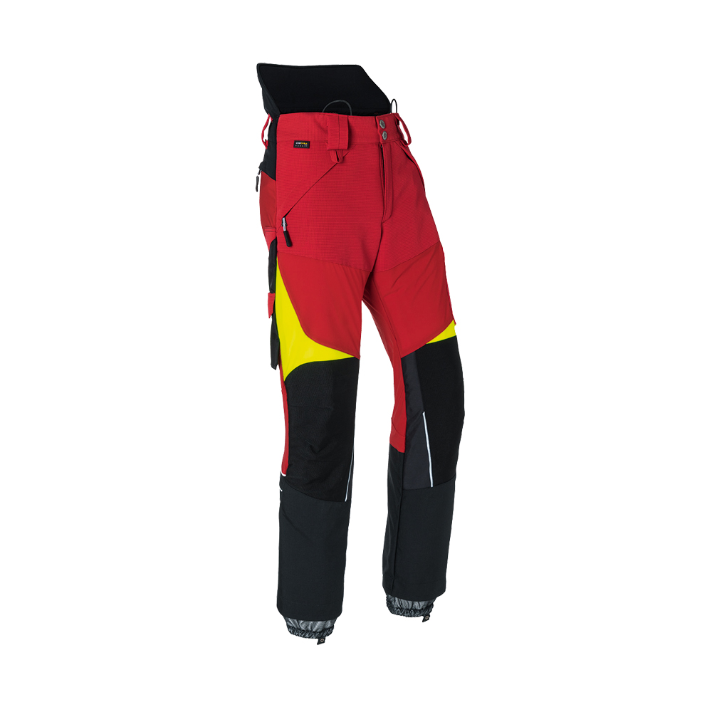 Schnittschutzhose Kl.2,rot/wagelb, FOREST 2751,90 % PA / 10 % Elasthan