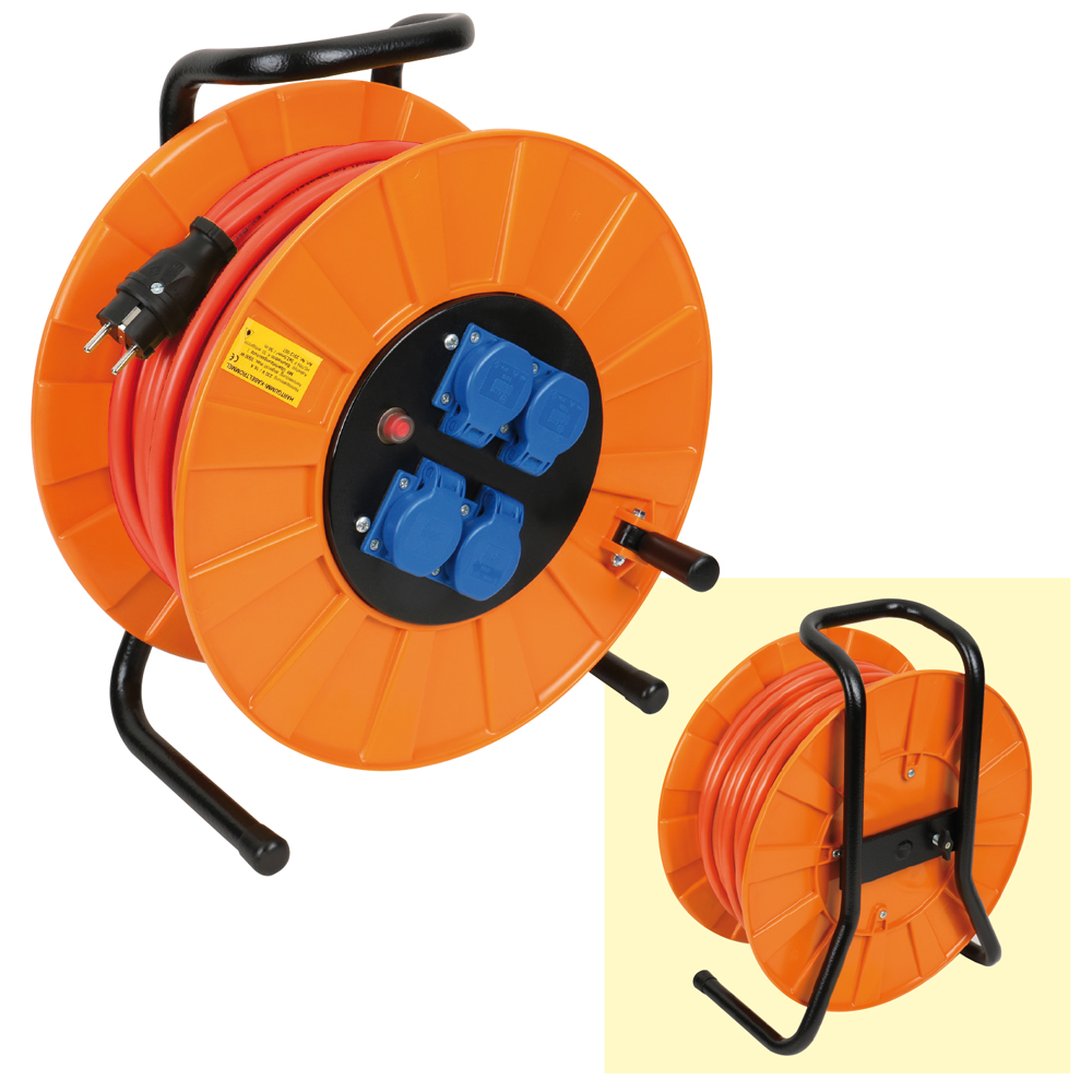 Kabeltrommel 230V/16A,50m 3x2,5mm² Bauflex K35,4x230V,IP44,Thermoschalter
