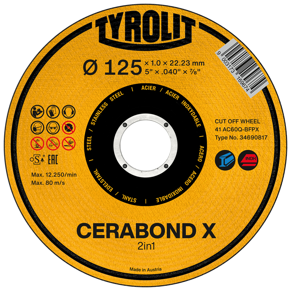 Trennscheibe CERABOND X, für Stahl/Inox, Außendurchmesser: 125mm