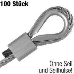 100 Stück Seilkauschen 6mm,Form B verzinkte Ausführung,aus Stahl