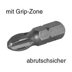 GRIP-Bits 1/4" PH1 Antirutsch-Bits mit Grip-KrallZone