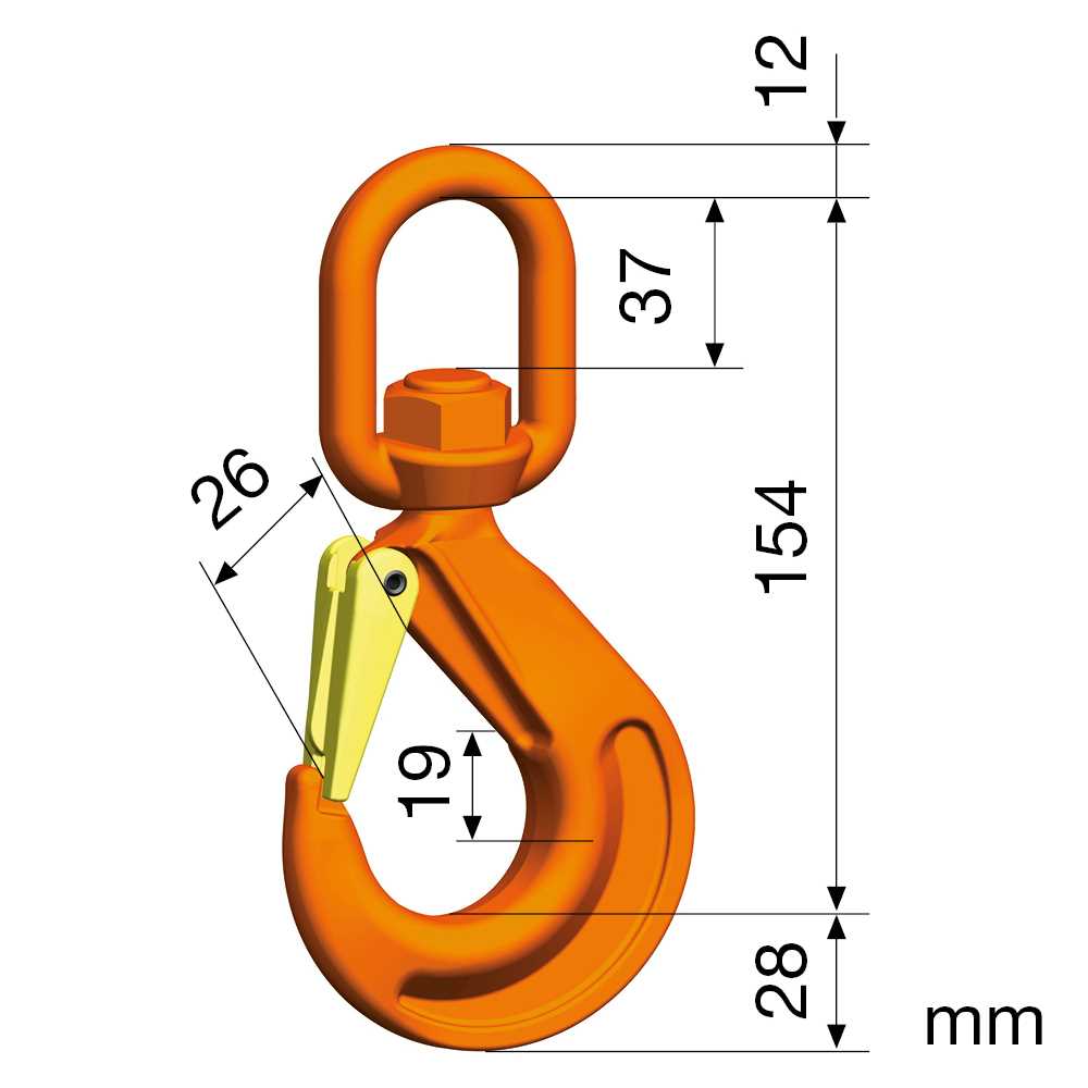 Wirbelhaken, nach EN 1677-2, Tragfähigkeit: 2500kg, für Kette Ø: 7/8mm