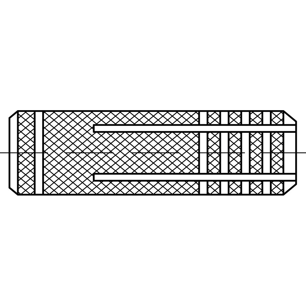 Metalldübel gerändelt MS, Messing unveredelt, Innengewindenenndurchmesser: 4mm