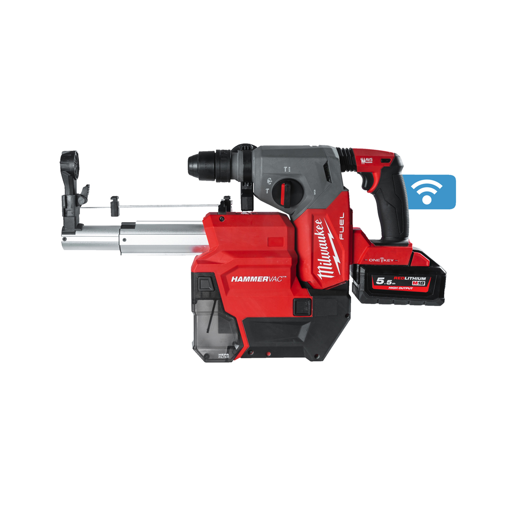 Akku-Kombihammer MILWAUKEE 18V M18ONEFHXDEL-552C ONE KEY mit Staubabs.