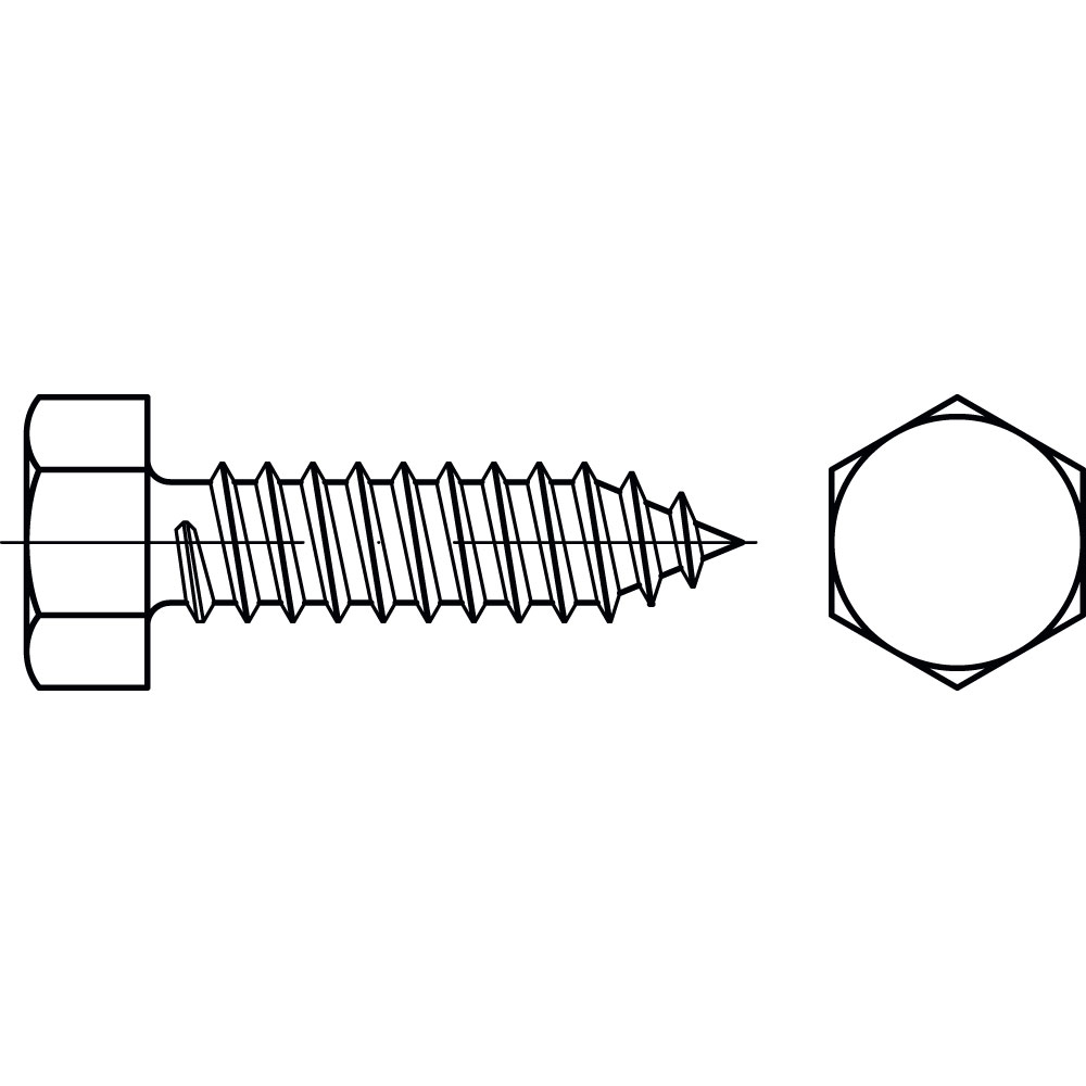 Blechschrauben ST A2K ISO 1479, GALV. VERZINKT SECHSKANT FORM C SPITZE, Gewindenenndurchmesser: 3,9mm, Schraubenlänge: 22mm