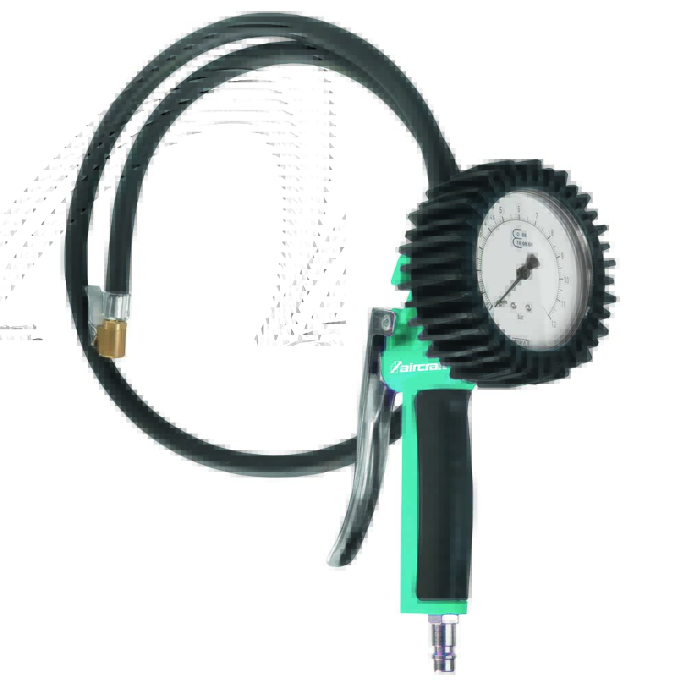 Reifenfüllpistole, geeicht 80mm Ø Manometer, Schlauch 400mm