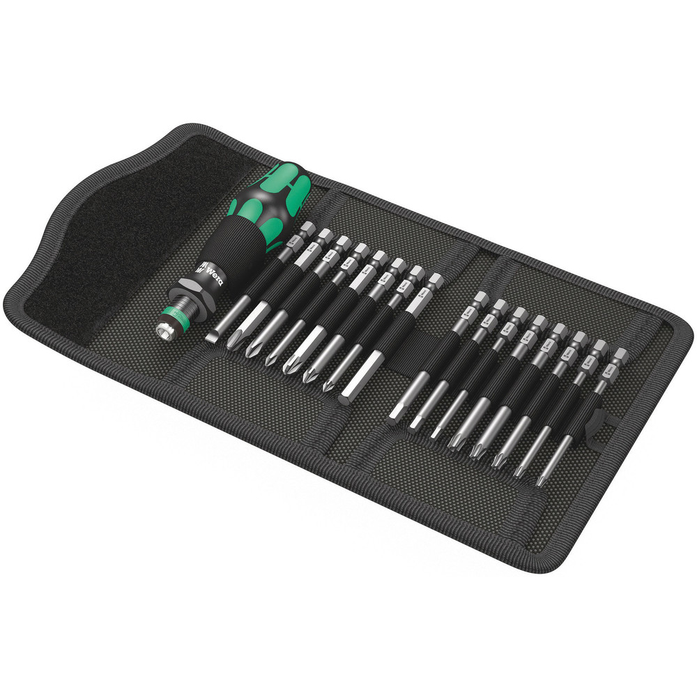 Schraubendrehersatz WERA Kraftform 17tlg Falttasche mit 89mm langen Bits