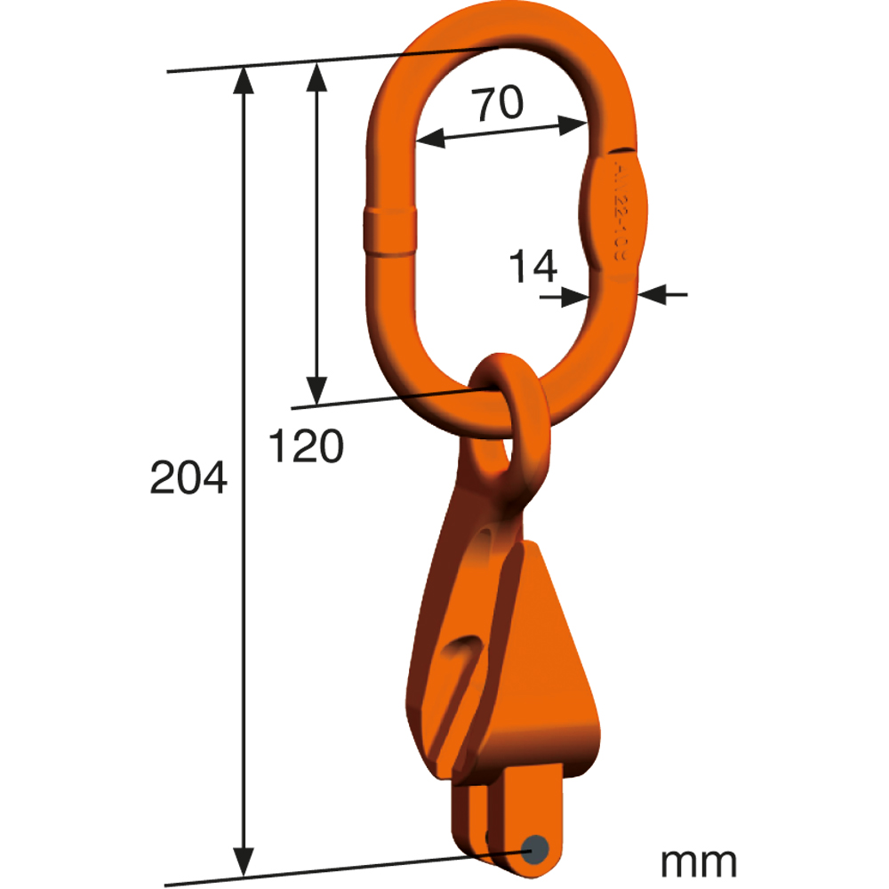 Aufhängegarnitur, 1-Strang, mit Kettenverkürzer, nach EN 818-4, Tragfähigkeit: 1400kg, für Kette Ø: 5/6mm