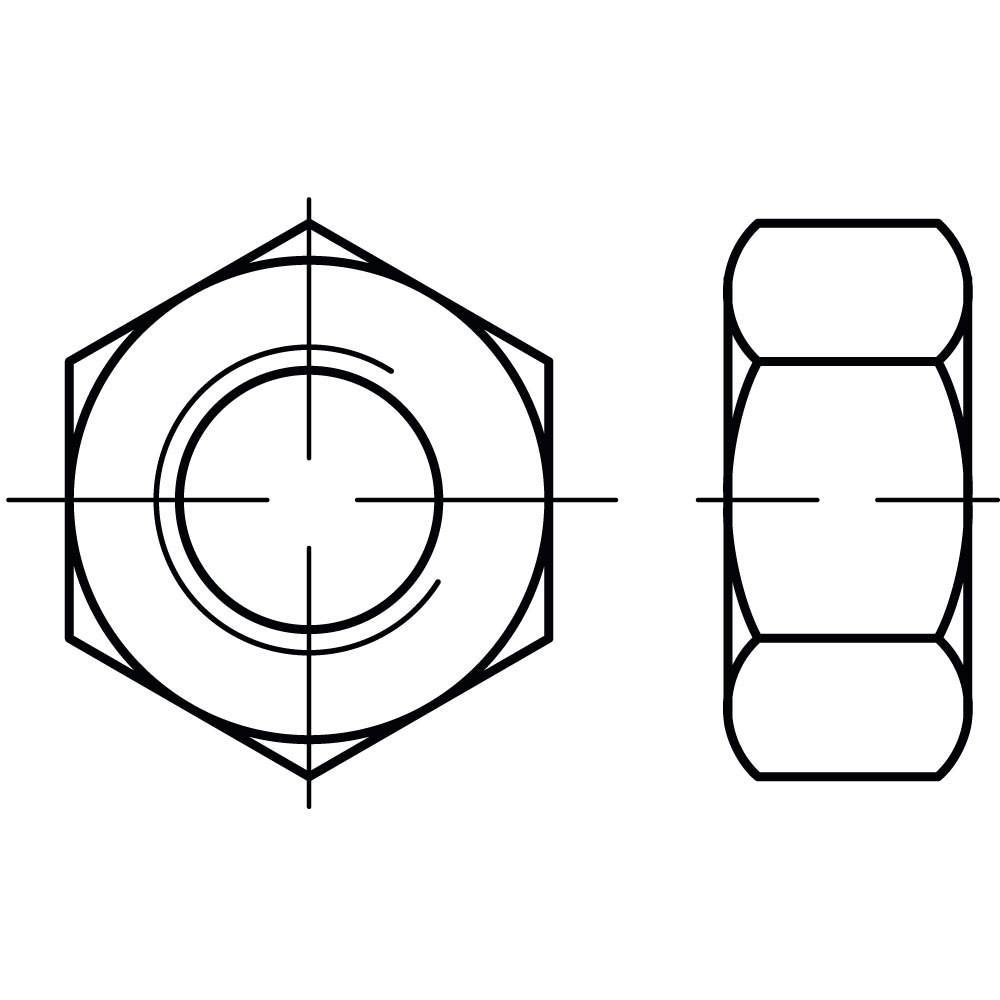 Sechskantmutter DIN 934 UNC GR. 8, BLANK UNVEREDELT, Gewindegröße (imperial): 1/4"