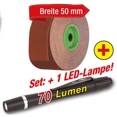 Spar-Rolle 50mmx50m K320 + Pen Normalkorund,dicht gewebtes Leinen