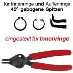 Kombi-Seegerzange 1,2/140mm 90° gebogen umjustierbar von Innen-auf Außenzange