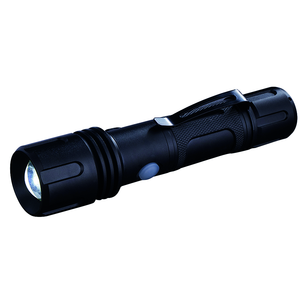 LED-Akku-Taschenlampe 600lm, Zoom, IPX4 dimmen+blinken,USB-Ladekabel, LiIon-Akku