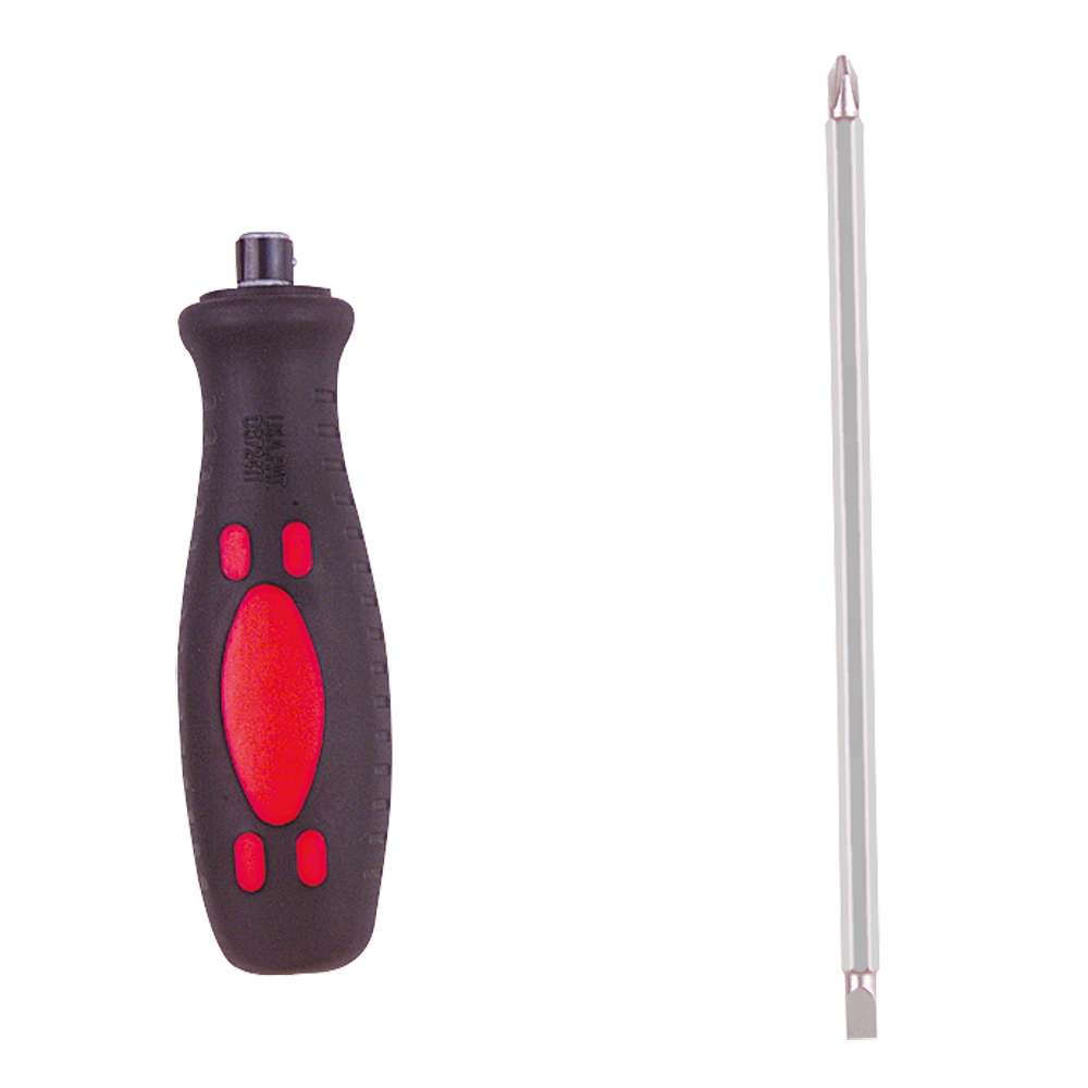 Umsteck-Schraubenzieher PH2+5,5-6mm Klinge,mit Kunststoffheft