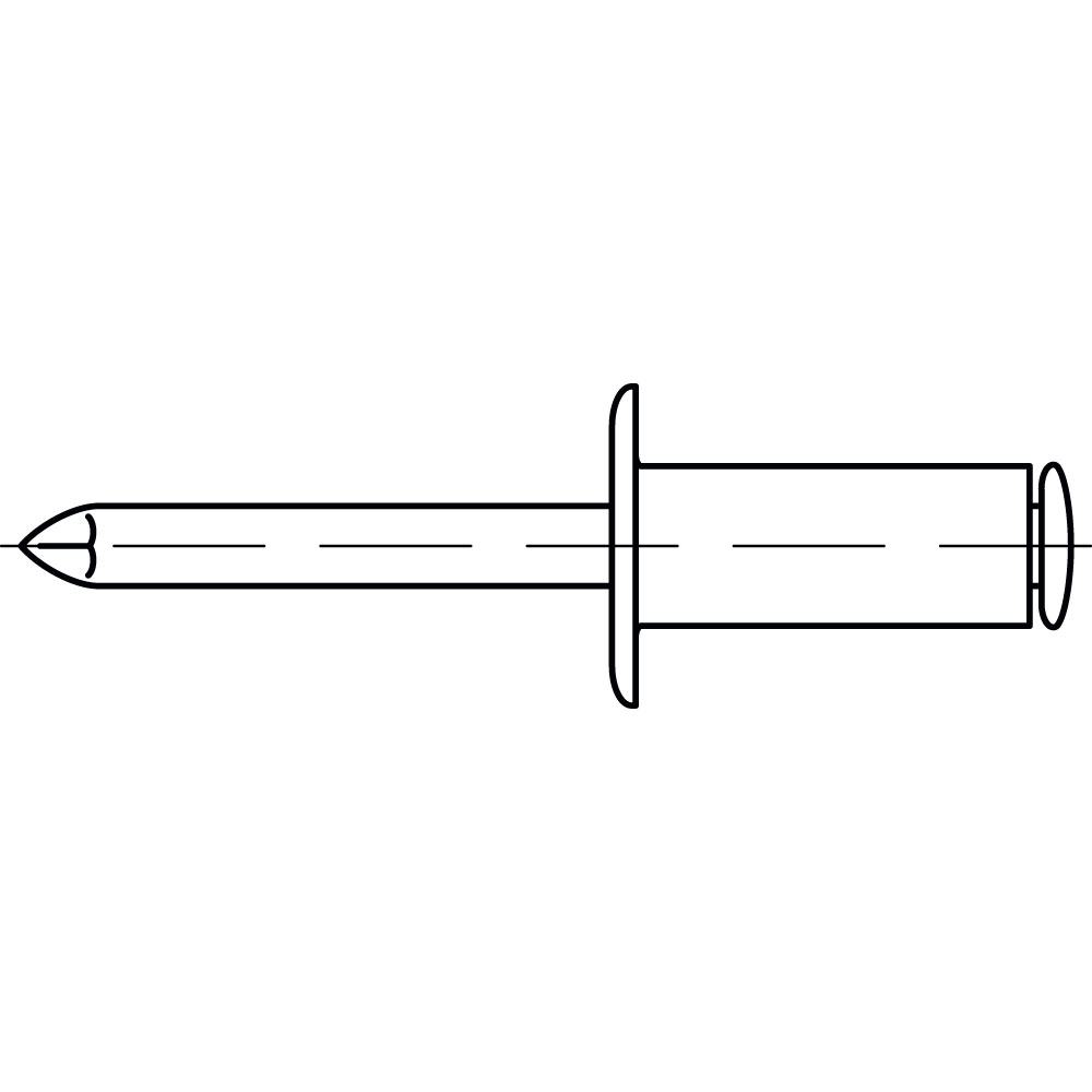 Flachkopf-Blindnieten AL/AL, ALUMINIUM/ALUMINIUM GROSSER KOPF, Durchmesser: 4,8mm, Länge: 23mm