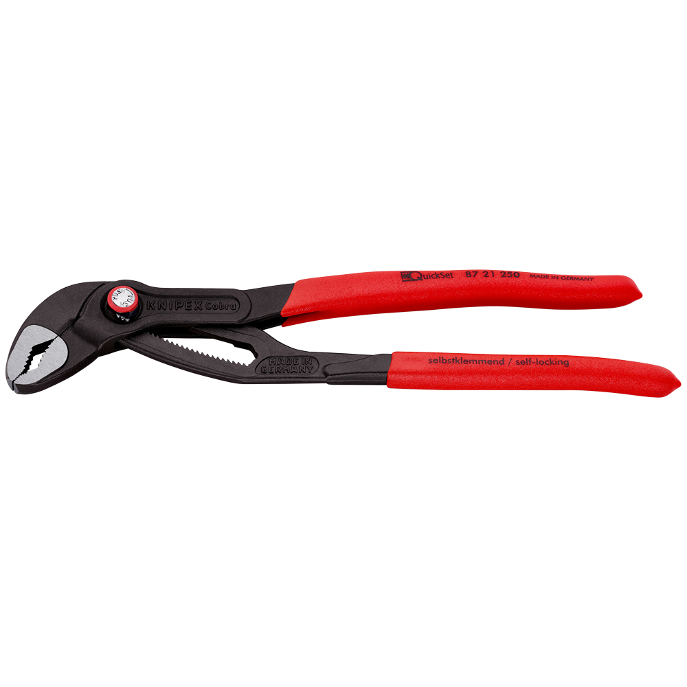 KNIPEX Cobra® QuickSet 250 mm, PVC Griff Hightech-Wasserpumpenzange, poliert