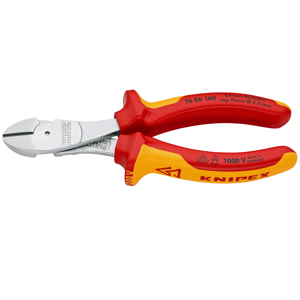 Kraft-Seitenschneider EN60900 KNIPEX verchromt,hohe Schneidleistung