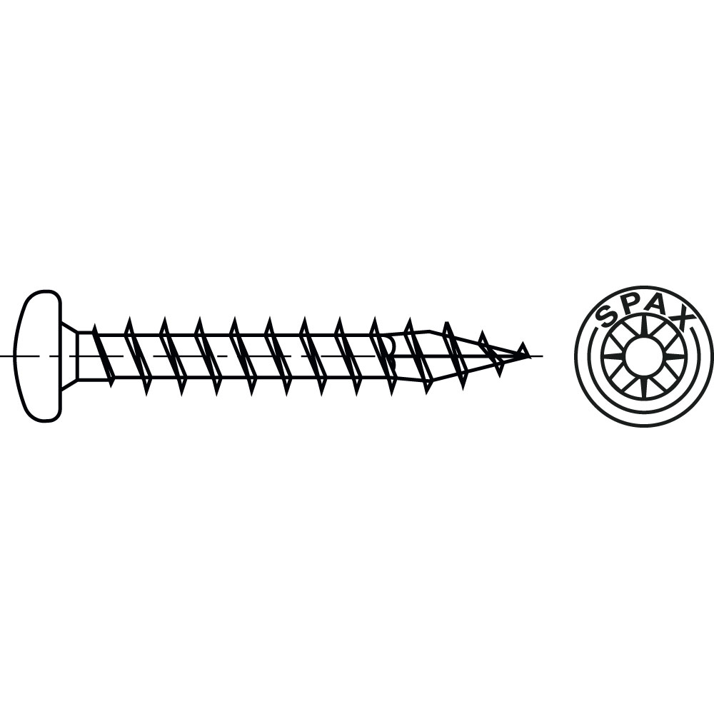 Panheadspanplattenschraube ST TX A2K, GALV. VERZ. SPAX VOLLGEWINDE WIROX., Gewindenenndurchmesser: 5mm, Schraubenlänge: 50mm