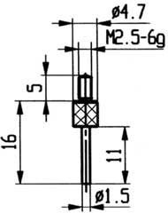 Messeinsatz Modell 5 für alle Messuhren mit Innengewinde M2,5