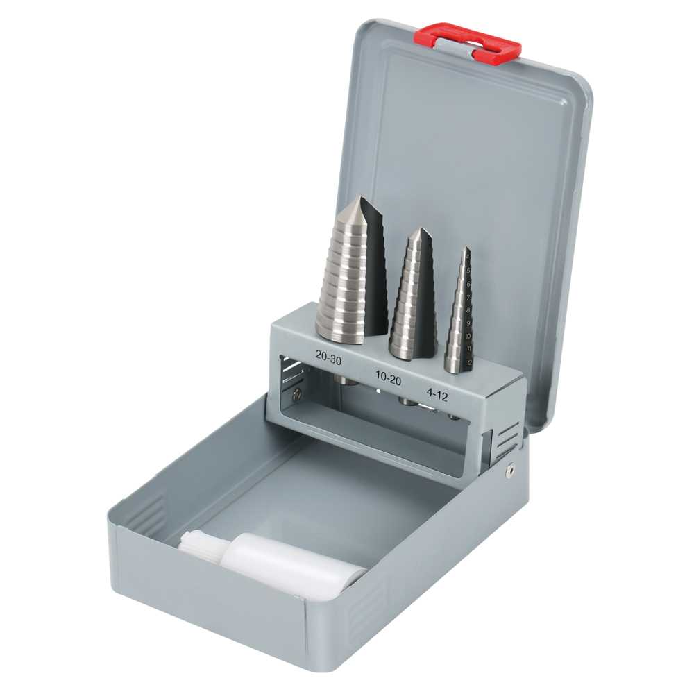 Multicut Stufen-Bohrer-Set 4-teilig Kassette:4-12,10-20,20-30,u.Schneidpaste
