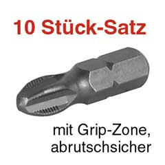 10 Stück GRIP-Bits 1/4" PH1 Antirutsch-Bits mit Grip-KrallZone