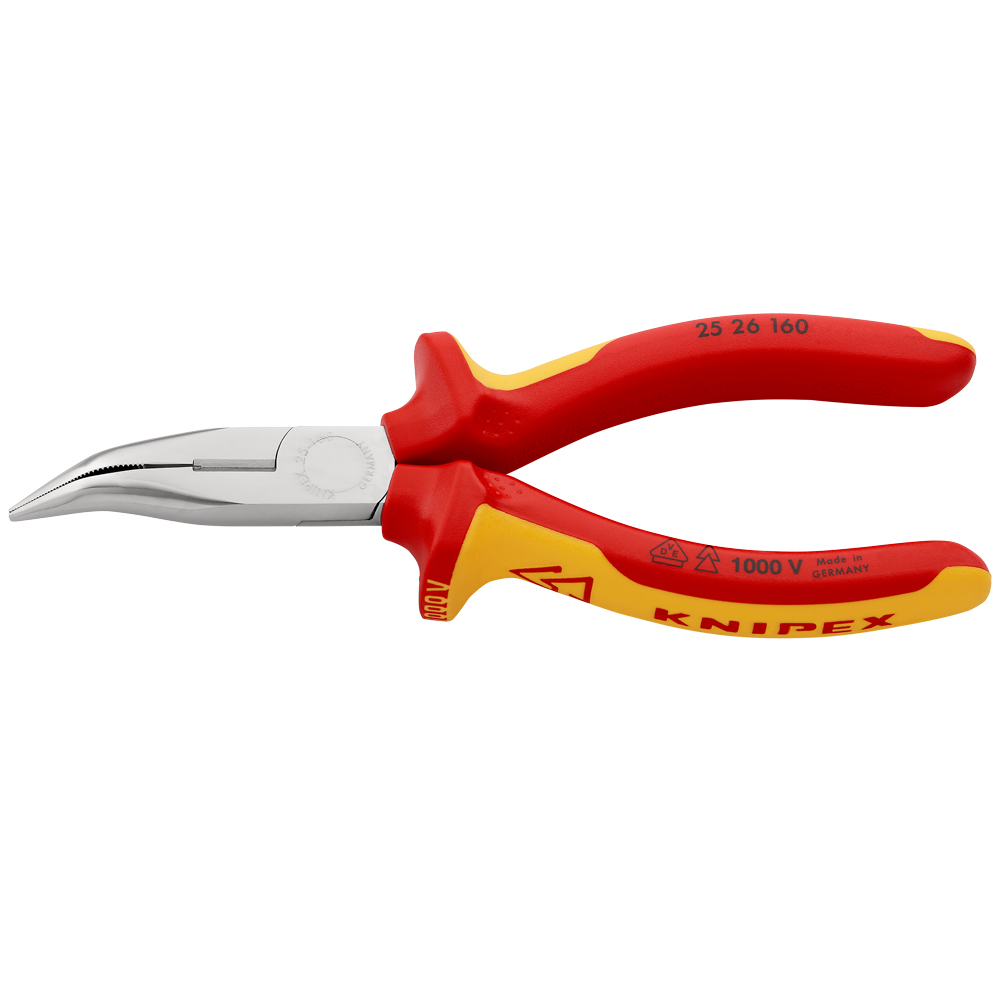 Storchenschnabelzange EN60900, gebogen,verchromt,geprüfte PVC-Hüllen, Länge: 160mm
