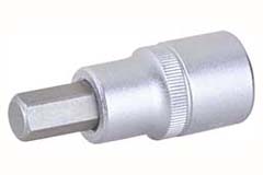 Inbusnuss, mattverchromt,Einsatz brüniert, Antrieb: 1/4" Vierkant, Schlüsselweite: 5mm