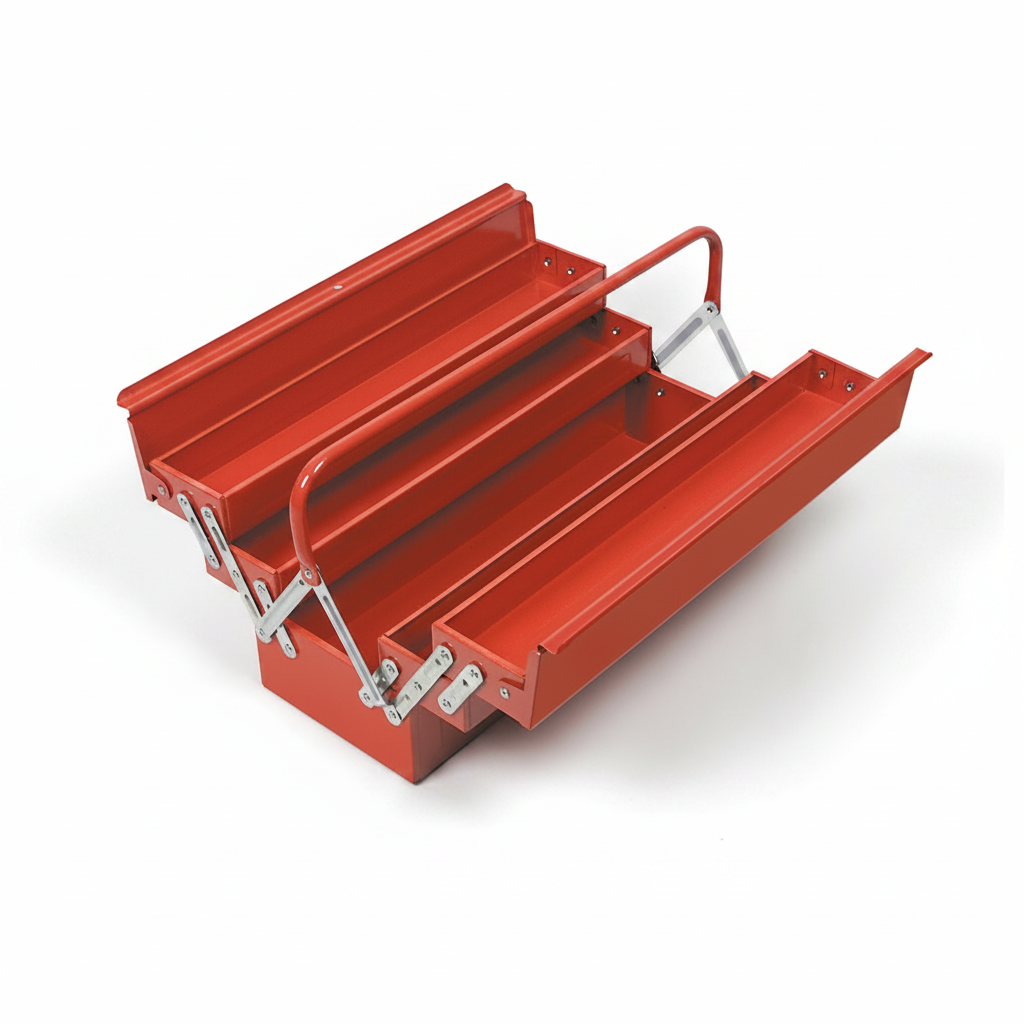 Werkzeugkoffer 550x215x240mm,5-teilig rot,Stahlblech lackiert,ausziehbar