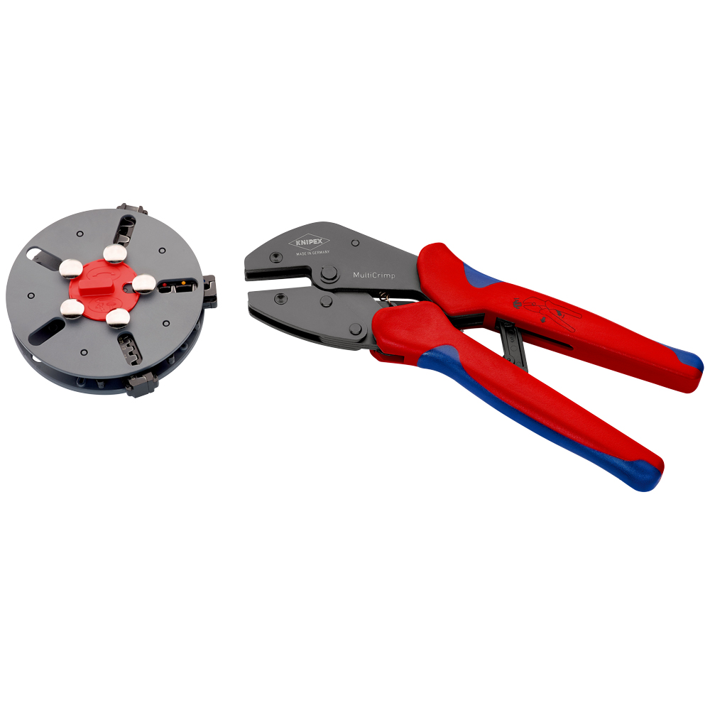 KNIPEX MultiCrimp® 250 mm, 3 Wechselsätz Crimpzange mit Wechselmagazin