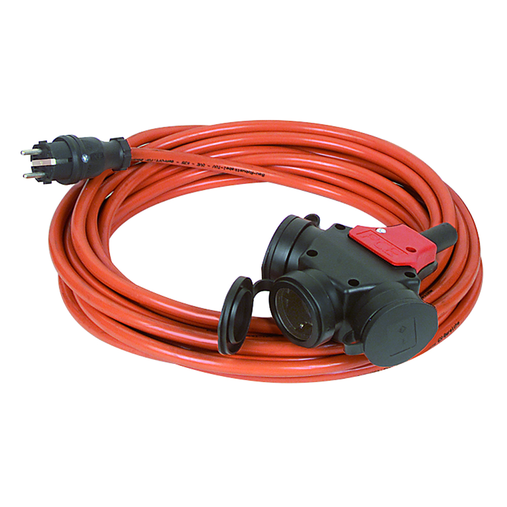 Verlängerungskabel 230V/16A,3x2,5mm² Bauflex K35,IP44,3-fach Kupplung